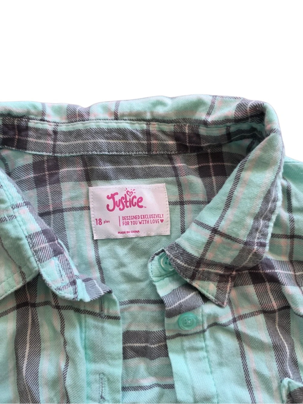 Justice mint plaid